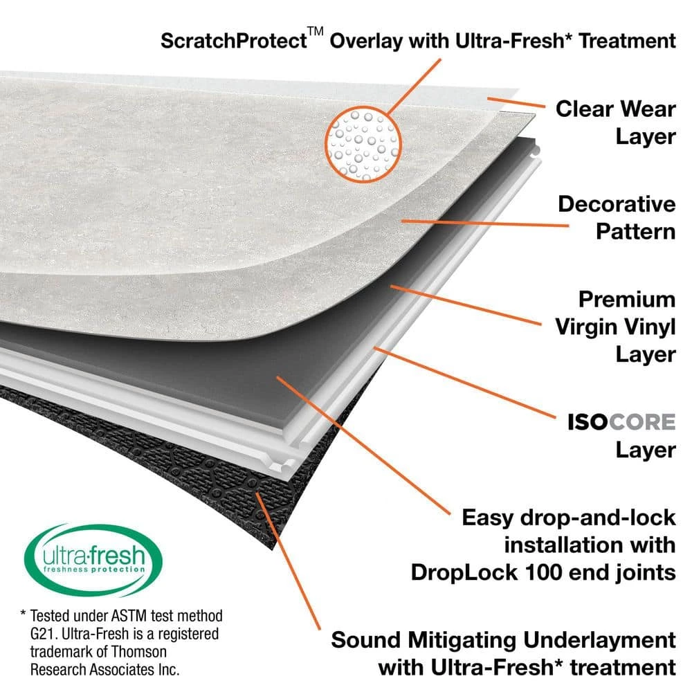 Lifeproof 12 in. W Buttermilk Beige Click Lock Luxury Vinyl Tile Flooring (23.82 sq. ft./case) 6 Lifeproof 12 in. W Buttermilk Beige Click Lock Luxury Vinyl Tile Flooring (23.82 sq. ft./case) - Image 6