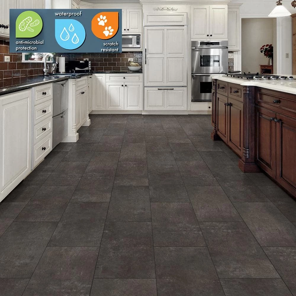 Lifeproof 12 in. W Castle Black Slate Click Lock Luxury Vinyl Tile Flooring (23.82 sq. ft./case) 2 Lifeproof 12 in. W Castle Black Slate Click Lock Luxury Vinyl Tile Flooring (23.82 sq. ft./case) - Image 2