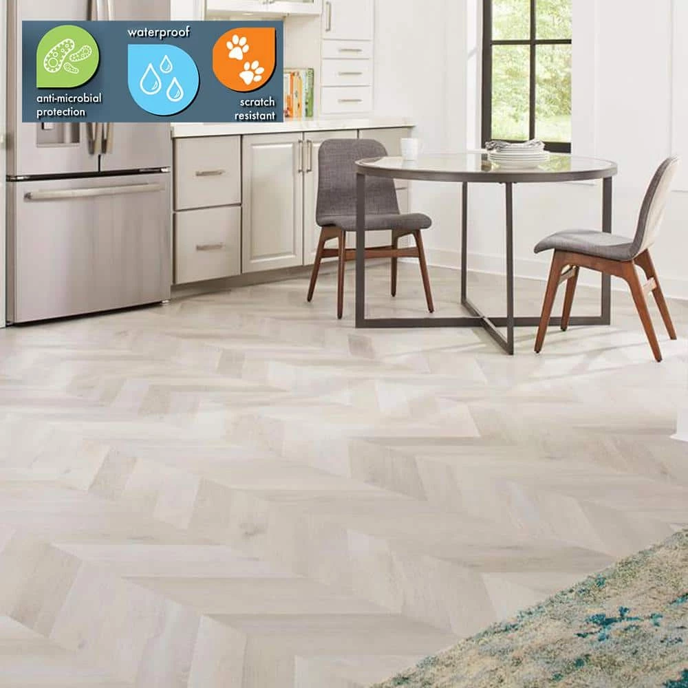 Lifeproof Chevron 12.01 in. W Champagne Beach Wood Click Lock Luxury Vinyl Plank Flooring (18.87 sq. ft./case) 2 Lifeproof Chevron 12.01 in. W Champagne Beach Wood Click Lock Luxury Vinyl Plank Flooring (18.87 sq. ft./case) - Image 2